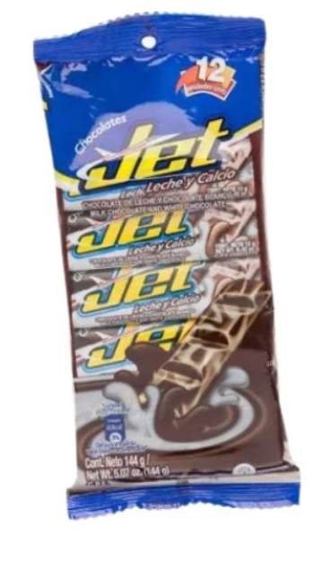 Chocolatina jet chocolate negro y blanco x12 Unidades