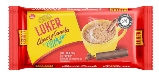 Chocolate Luker clavos y canela con azucar cana x500gr