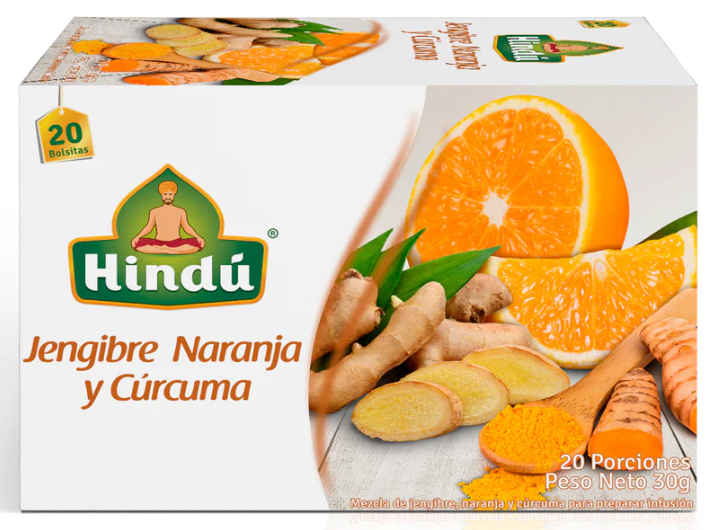 HINDU Jengibre, Naranja y Curcuma x20unidades