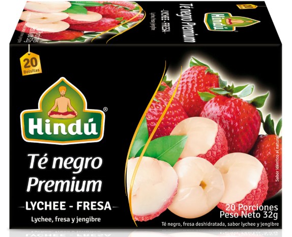 HINDU Te Negro Premium Lychee - Fresa x20unidades