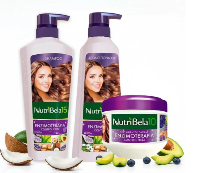 Nutribela 15 Enzimoterapia Shampoo 400mL + Acondicionador 400mL + Tratamiento 300mL (3 Pack)