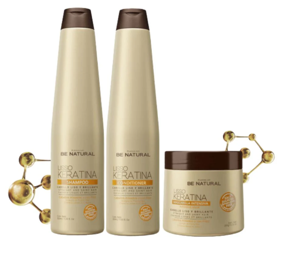 Be Natural lisso keratina (3 Pack) Be Natural Shampoo Lisso Keratina Be Natural Acondicionador y Mascarilla Lisso Keratina Liso keratina
