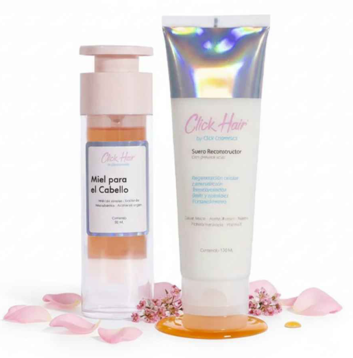 Click Hair Miel para el Cabello y Suero Reconstructor (2 Pack)