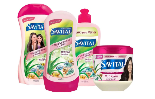 Savital Shampoo Multivitaminas 510mL, Acondicionador Multivitaminas 490mL, Tratamiento Multivitaminas 425mL, Crema para peinar Multivitaminas 275mL (4 Pack)