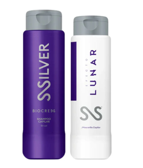 Biocress 10 Shampoo Silver Efecto Lunar 500mL y Mascarilla capilar Efecto Lunar 300mL (2 Pack)