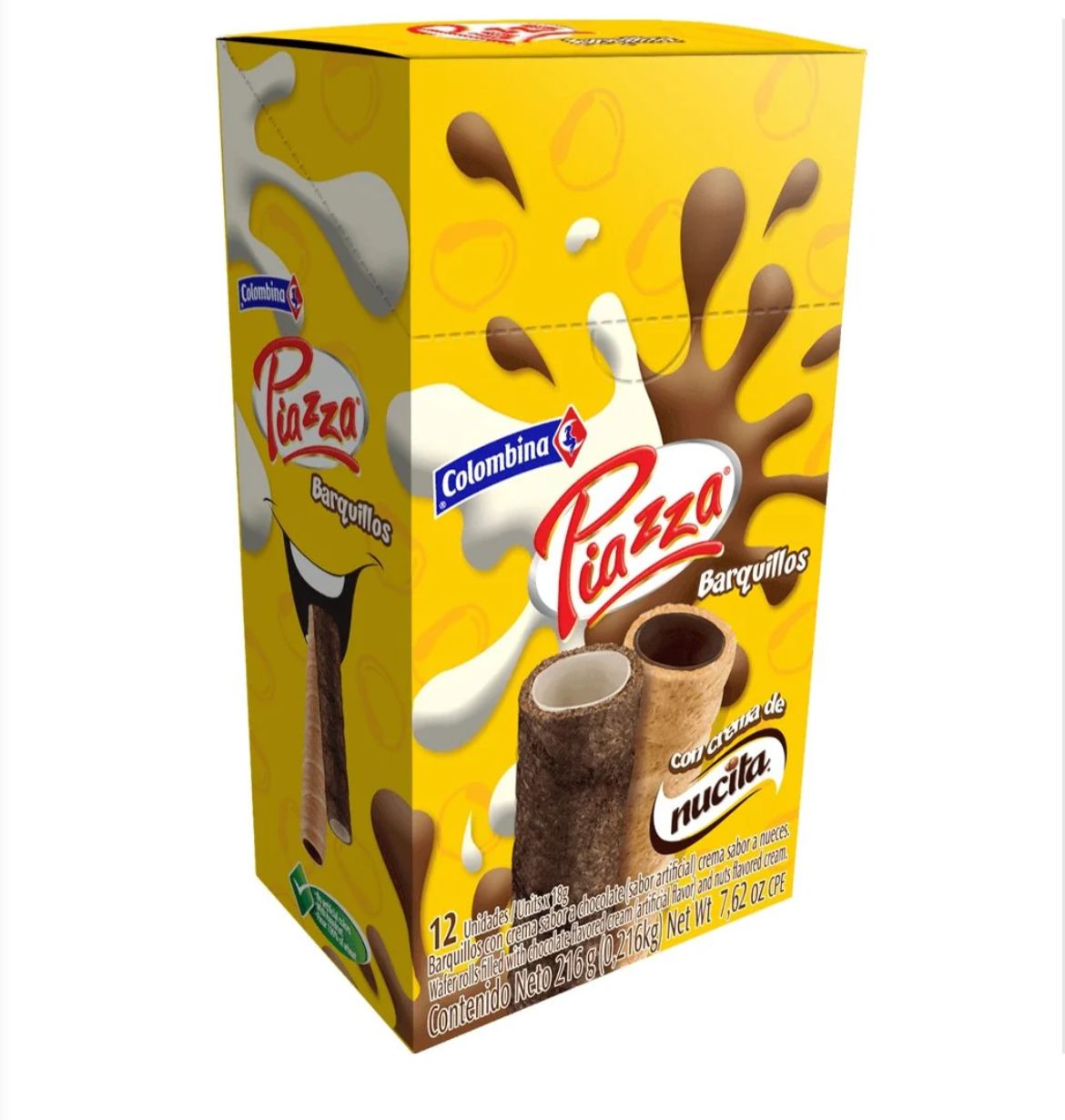 Barquillos Piazza Colombina con crema de Nucita 12 unidades - 216g Snack