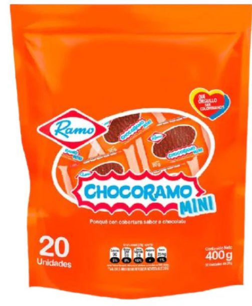 Ponque Chocoramo Mini cubierto de chocolate Snack 400gr - 20 unid (1 pack)