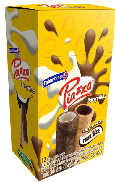 Barquillos Piazza Colombina con crema de Nucita 12 unidades - 216g Snack
