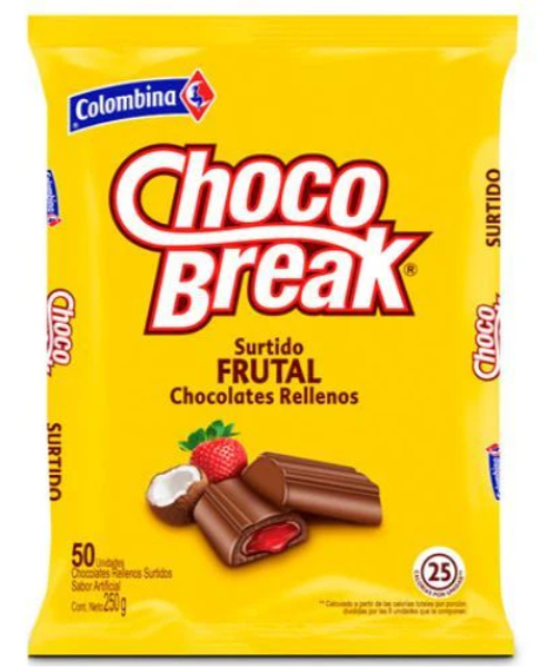 Chocobreak Colombina Surtido Frutal 50 Unidades 250gr Snack
