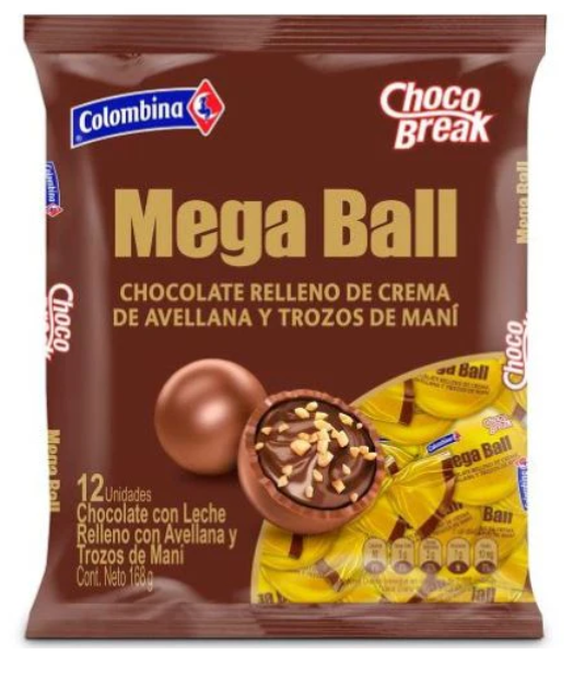 Chocobreak Mega Ball Colombina 12 Unidades 168gr Snack