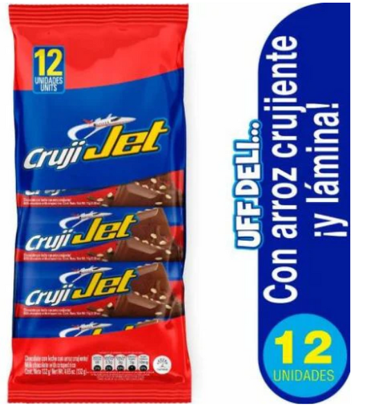 Chocolatina Cruji Jet 12 Unidades 132gr Snack