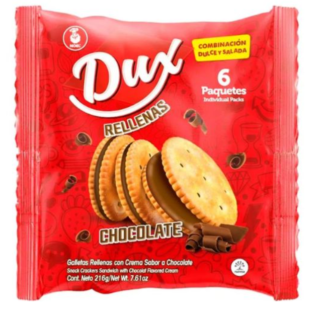 Galletas Sandwich Dux Rellenas de chocolate - 6 unid 216gr Snack