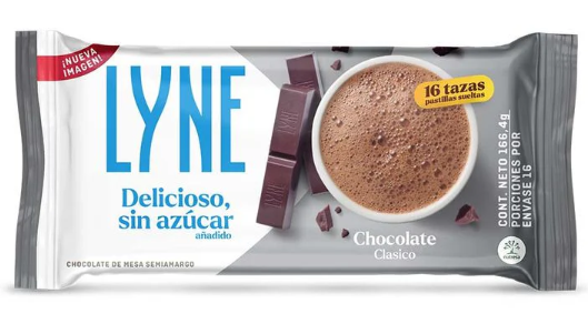 Chocolate Lyne clasico sin azucar x166gr