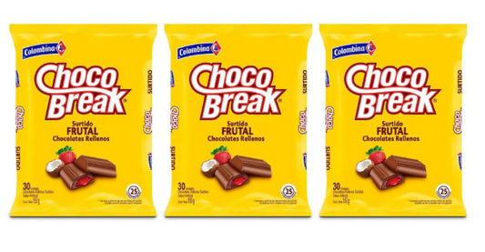 Chocobreak Colombina Surtido Frutal 30 Unidades 150gr (3 Pack) Snack