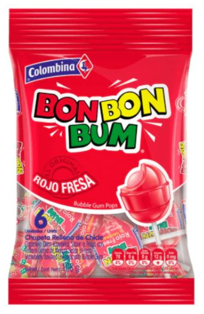 BonBonBum Rojo Fresa 6 Unidades Snack
