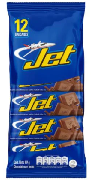 Chocolatina Jet 12 unidades 144gr Snack