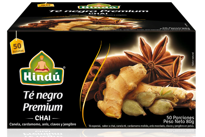 HINDU Te Negro Premium Chai x50unidades
