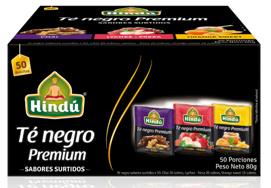 HINDU Te Negro Premium Sabores Surtidos x50unidades