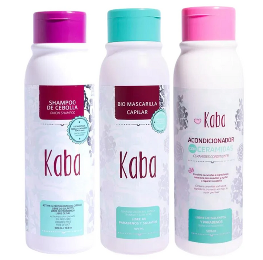 Kaba Shampoo de Cebolla, Kaba Bio mascarilla y Kaba acondicionador (3 pack)