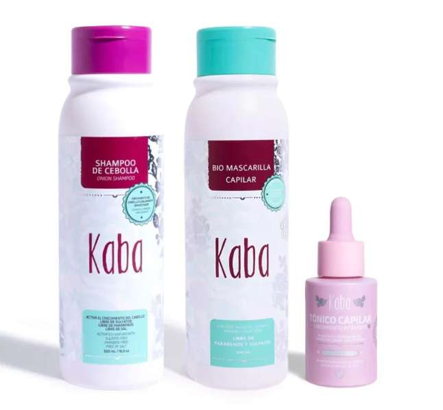Kaba Shampoo de Cebolla, Kaba Bio mascarilla y Kaba Tonico crecimiento intensivo (3 pack)