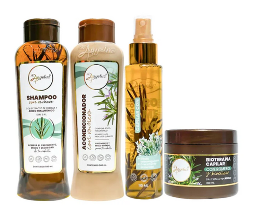 Anyeluz Shampoo de Romero, Anyeluz acondicionador de Romero, Anyeluz Potencializador capilar y Anyeluz Bioterapia capilar (4 pack)