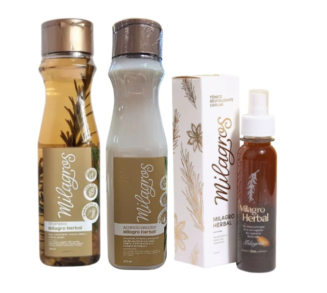 Milagros Shampoo Milagro Herbal, Acondicionador Milagro Herbal y Tonico Milagro Herbal (3 Pack)