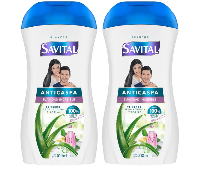 Savital Shampoo Anticaspa con Sabila Suavidad Increible y limpieza refrescante (2 pack)