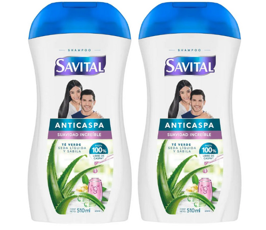Savital Shampoo Anticaspa con Sabila Suavidad Increible y limpieza refrescante (2 pack)