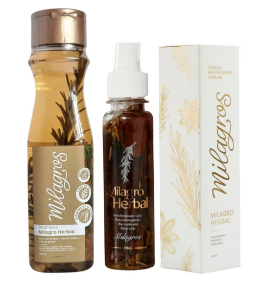 Milagros Shampoo herbal y Milagros tonico revitalizante capilar (2 pack)