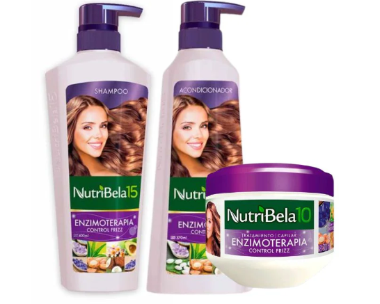 Nutribela 10 Enzimoterapia Shampoo 400mL + Acondicionador 400mL + Tratamiento 300mL (3 Pack)
