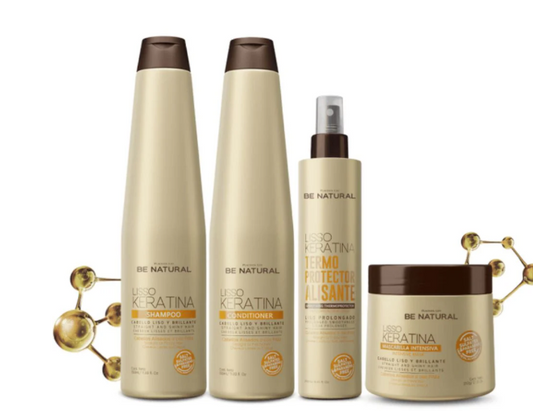 Be Natural lisso keratina (4 Pack) Lisso keratina termoprotector alisante Be Natural Shampoo Lisso Keratina Be Natural Acondicionador y Mascarilla Lisso Keratina Liso keratina