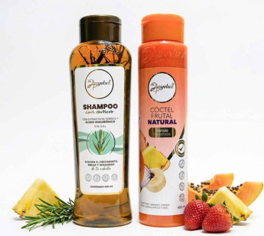 Anyeluz Shampoo de romero y Anyeluz coctel de frutas naturales (2 pack)