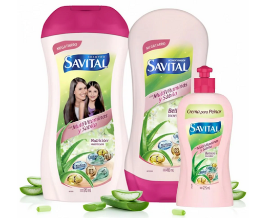 Savital Shampoo Multivitaminas 510mL, Acondicionador Multivitaminas 490mL, Crema para peinar Multivitaminas 275mL (3 Pack)