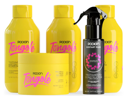 La Pocion Kit Reconstrucción de Rizos Shampoo Tongole, Tratamiento Tongole, Crema de Peinar Tongole, Mascarilla Tongole y Tratamiento reconstructor (5 Pack)