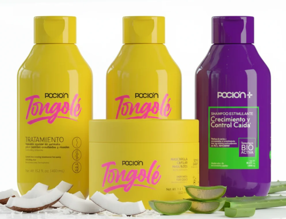 La Pocion Kit Rizos largos e hidratados - Shampoo Crecimiento (Morado), Tratamiento Tongole, Crema para peinar Tongole, Mascarilla Tongole (4 Pack)