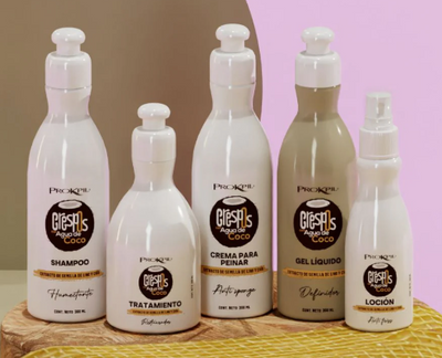 Prokpil Kit Crespos Agua de Coco - Shampoo, Crema para peinar, Tratamiento, Gel definidor y Locion hidratante (5 pack) Fulfillment