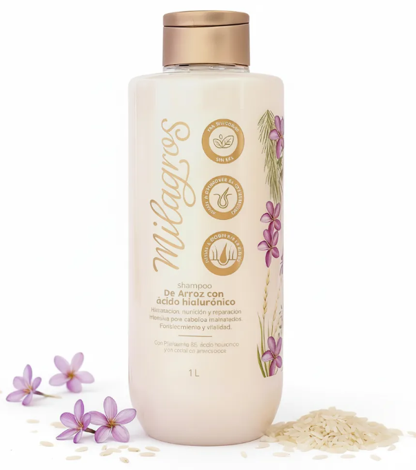 Milagros Shampoo de Arroz con acido hialuronico 1 Litro