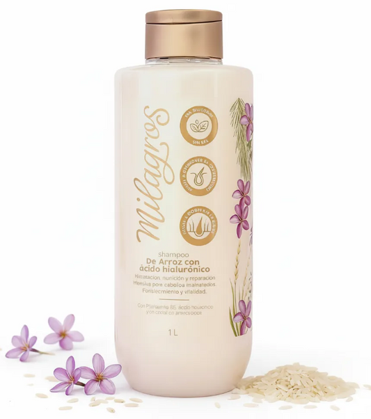 Milagros Shampoo de Arroz con acido hialuronico 1 Litro