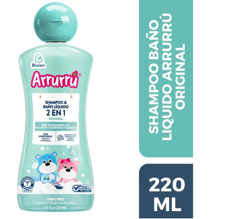 Shampoo y Bano liquido 2 en 1 Original Arrurru X 220mL