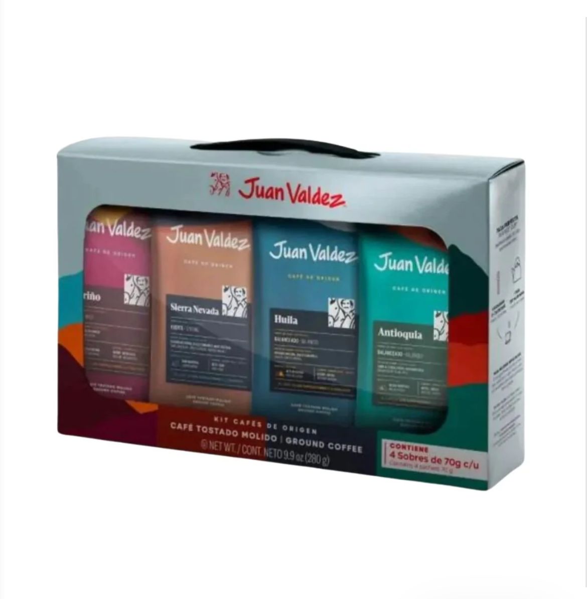 Cafe Juan Valdez regalo x4 unid Antioquia Huila Sierra Nevada Narino - 280 gr (1 pack)