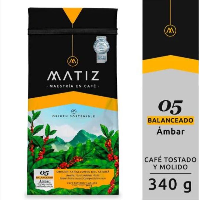 Cafe Matiz Molido y Tostado Balanceado Ambar 340gr