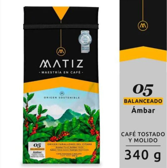 Cafe Matiz Molido y Tostado Balanceado Ambar 340gr