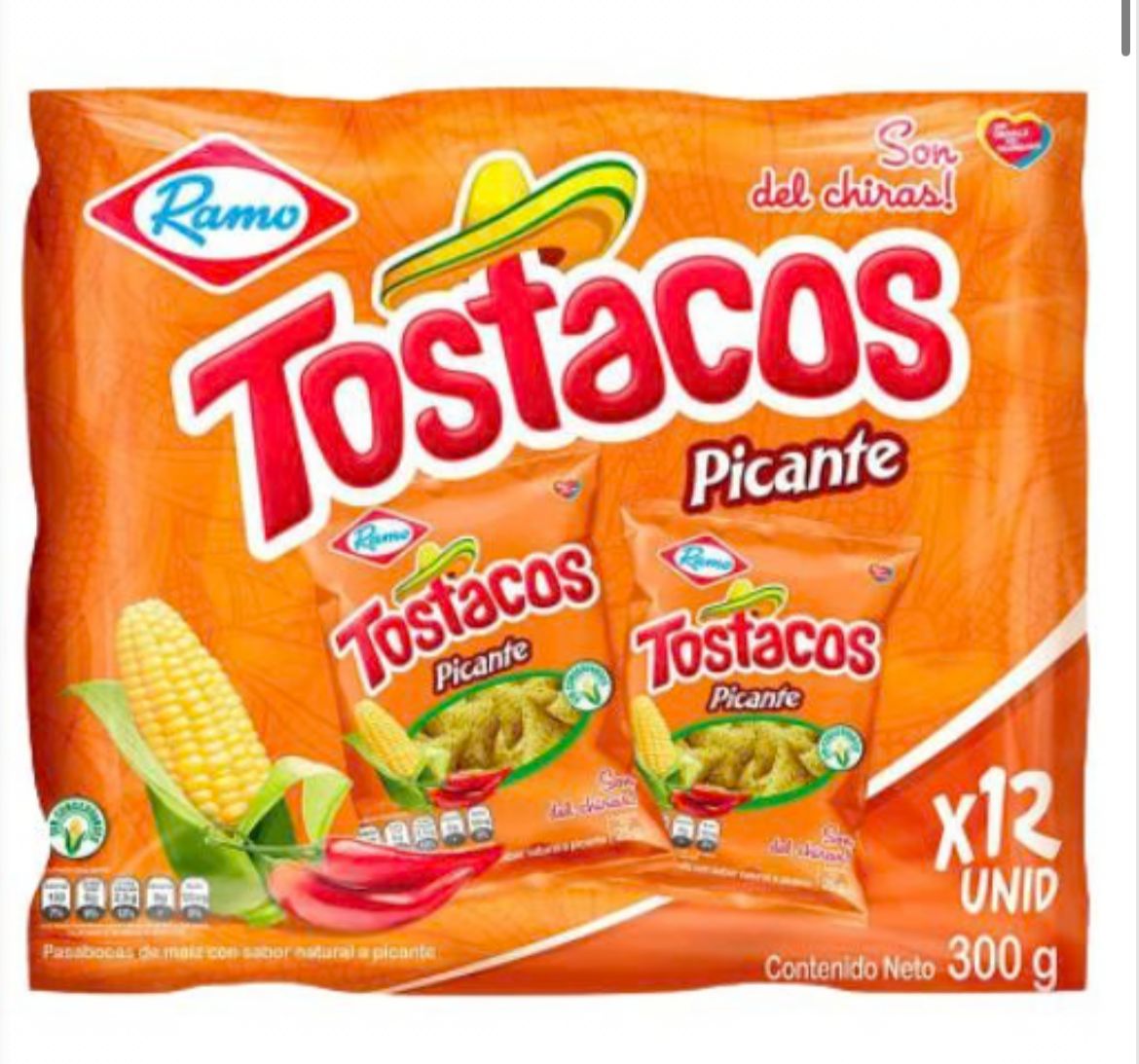 Tostacos picantes Ramo 12 unid x 300g Snack