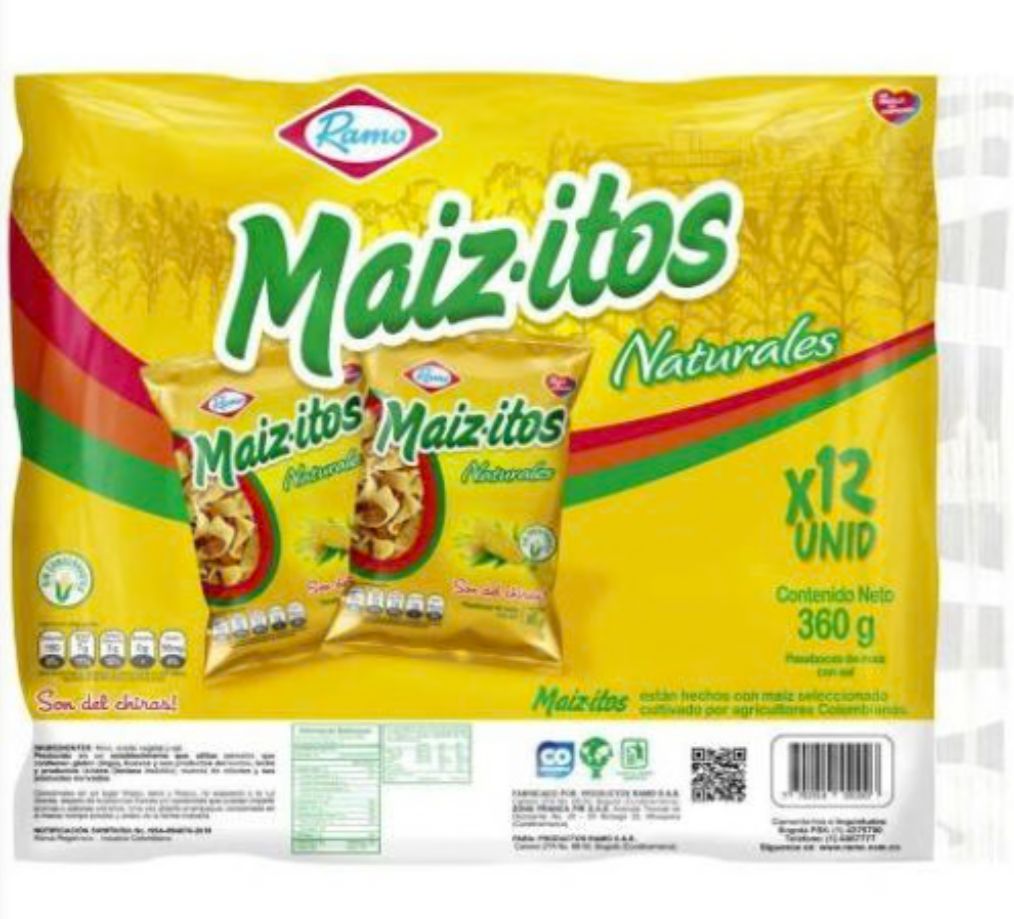 Maizitos Naturales Ramo - 360gr 12 pack snack