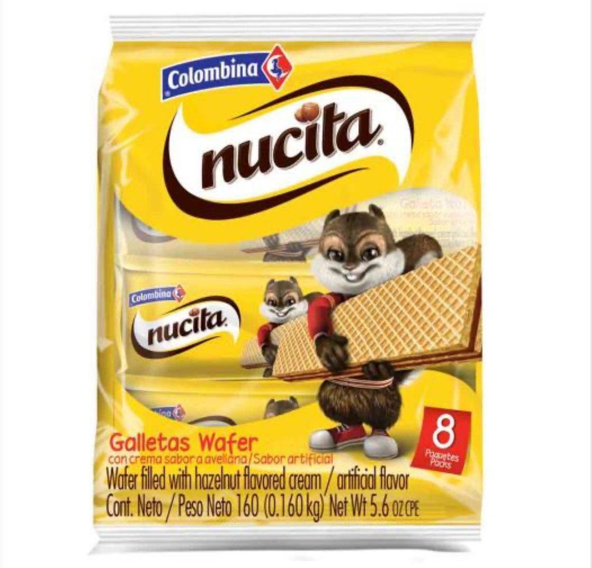 Galletas NUCITA Wafer Sabor Avellana x 8und (160 gr)