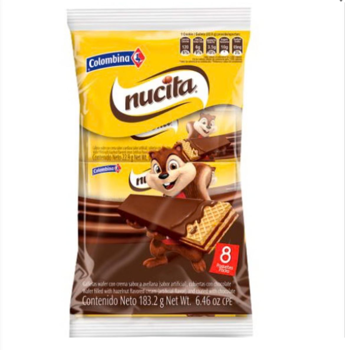 Nucita Wafer cubierta de Chocolate x 8 unidades Snack
