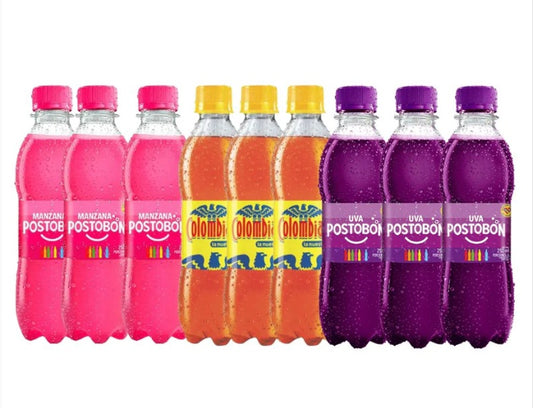 Gaseosa Postobon (9 pack) Gaseosa colombiana postobon gaseosa uva postobon gaseosa manzana postobon food
